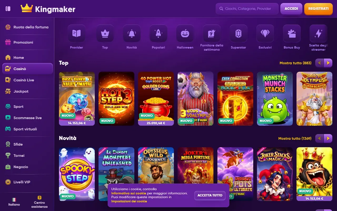 Giochi e slot di Kingmaker Casino